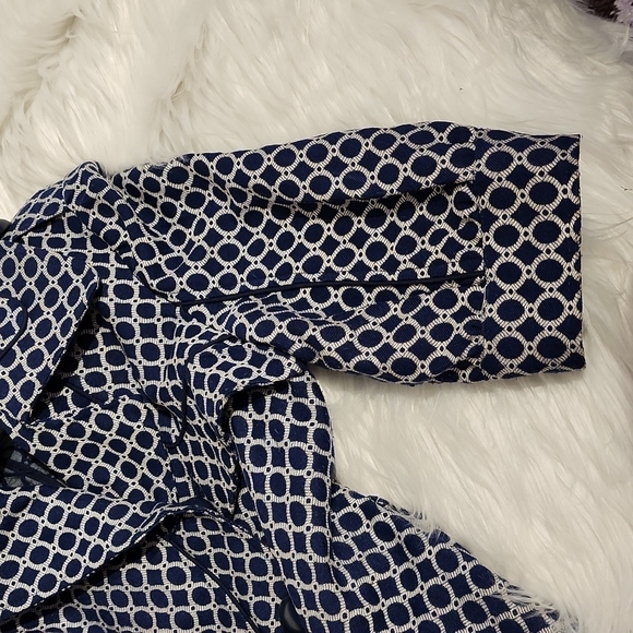 Aryn K Blue & White Jacket double breasted  Sz Large - Picture 13 of 13